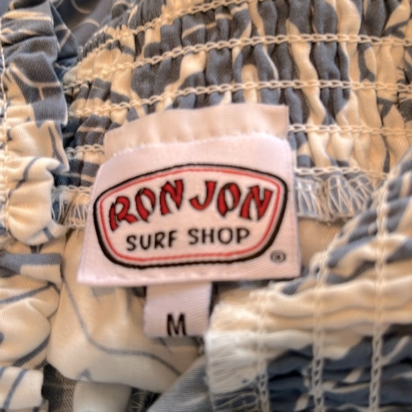 Ron Jon Tube Top & Jogger Outfit, Medium, Blue, White Palm print. 100% rayon - Picture 5 of 5